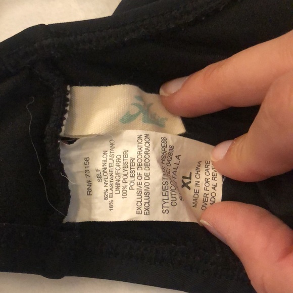 🎉Black Beaded Flowy Spaghetti Strap BikiniTop, XL - Picture 8 of 8